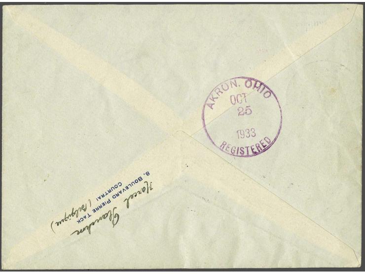 Chicagofahrt 1933. Treatypost The Netherlands, cover from Terneuzen 11-10-1933 stage Friedrichshafen-Akron, very fine, cat.v.