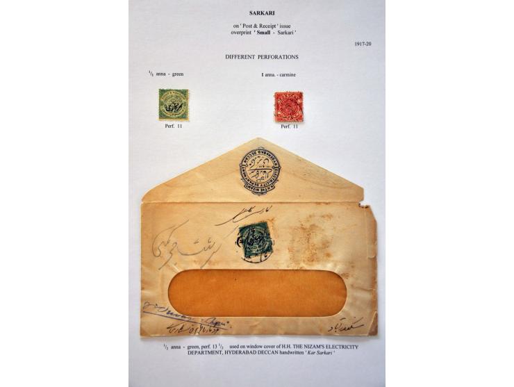 specialized collection of Hyderabad with perforations, colours, paper types and some covers