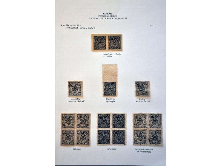 specialized collection of Hyderabad with perforations, colours, paper types and some covers