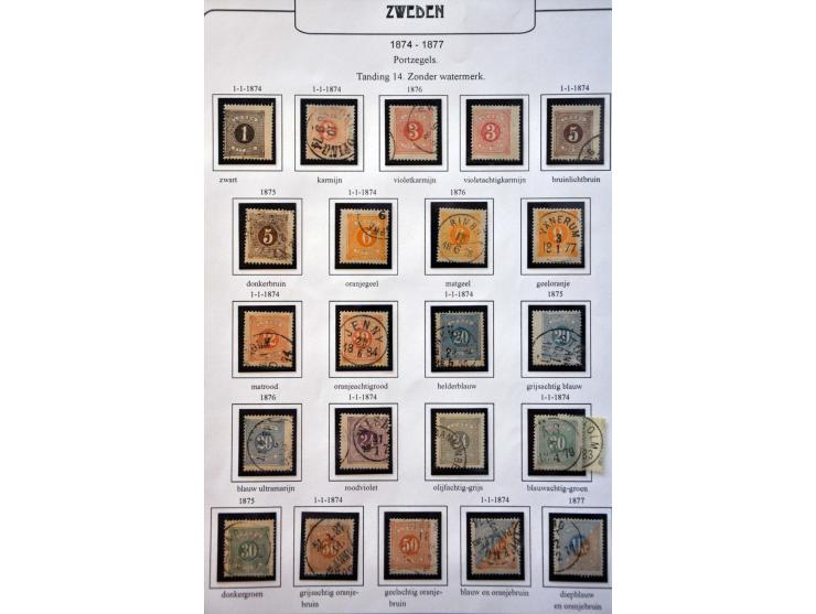 collection postage due 1874-1890 used, perforation 14 and 13, specialised on colours with nice cancellations, and some milita