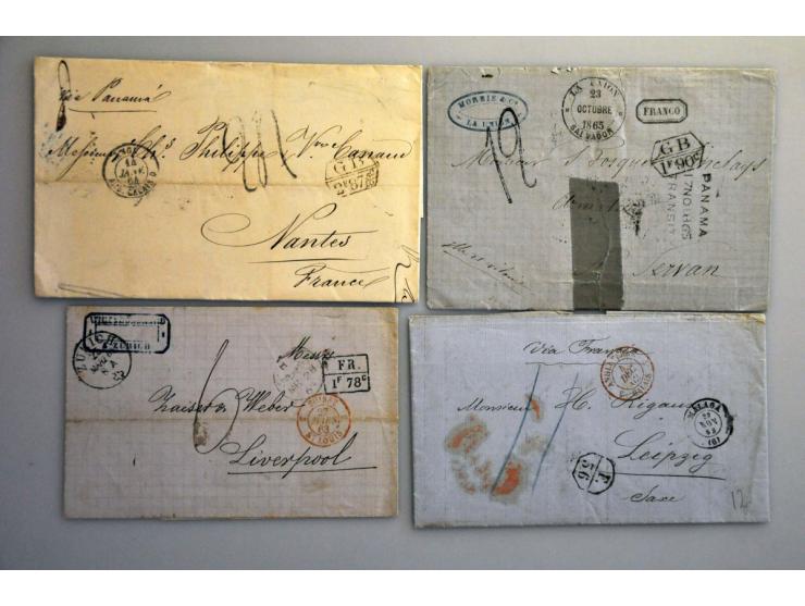 11 classic covers, sent by British ships including GB 1F60c (2x letter from Argentina 1857 and from Cuba 1865), GB 1F90c (let