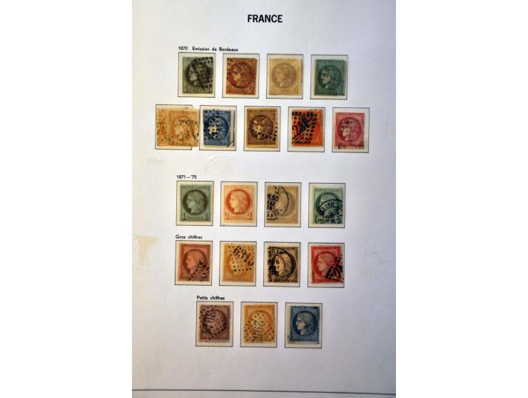 collection 1849-1979 used, later */** including classic issues, both Airmail 50 francs etc. in mixed condition in 3 Davo albu