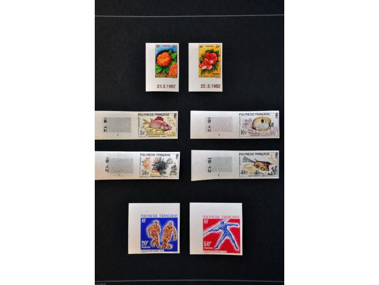 Polynesia nice collection with better material a.o  proofs, imperforated, epreuves in good condition in Schaubek album