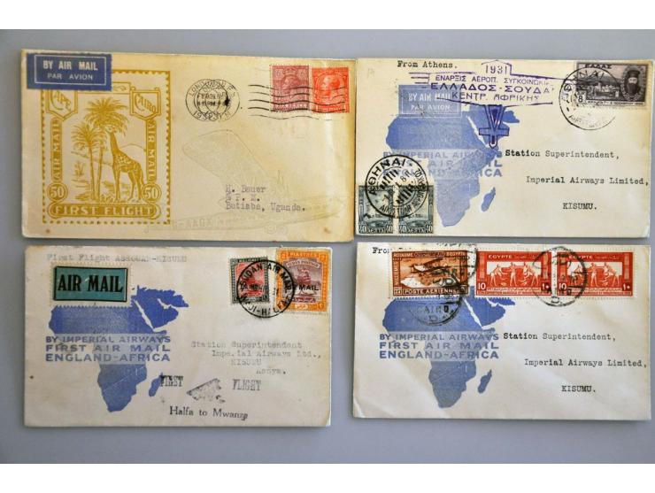 mainly early (1st) flight covers with Kenya Uganda, Tanganyika, Sudan, Egypt, Great Britain and some other countries, total c