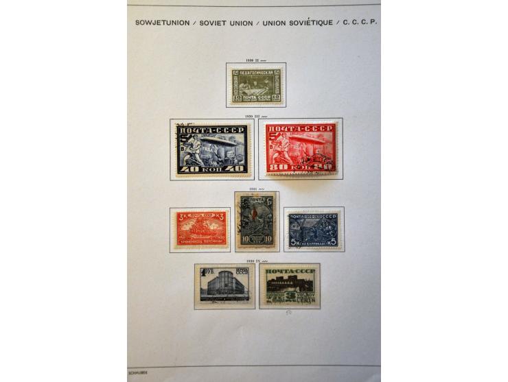 collection 1857-1988 used and */** with many better stamps, sets, minisheets and Airmail in 7 Schaubek binders in large box