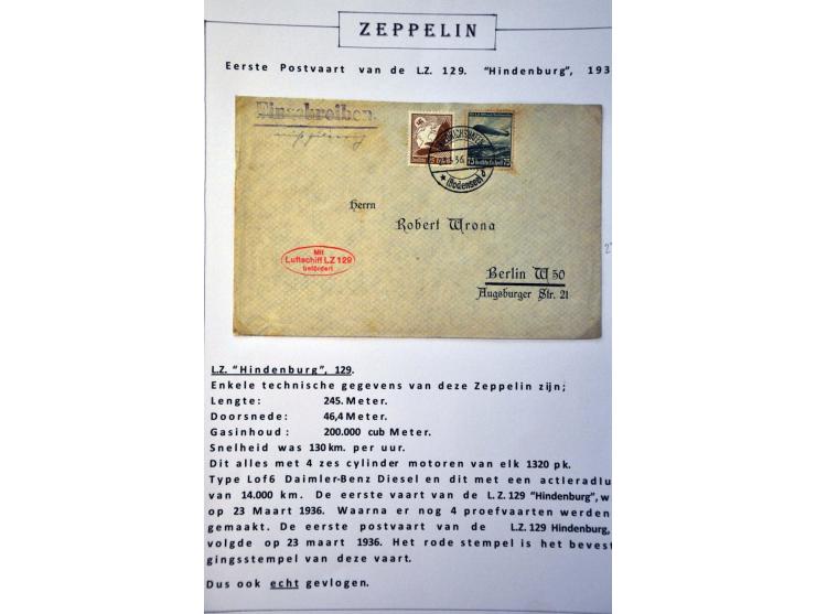 collection of about 130 Zeppelin covers including better flights and frankings, Treatypost, registered etc. on album leaves i