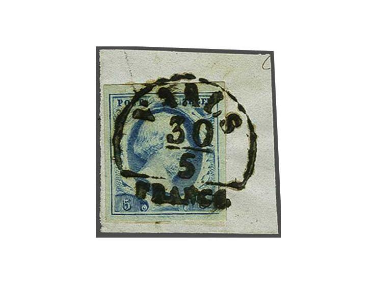 Vaals A (Ey 300) op 5 cent blauw plaat II pos. 58 op fragment, pracht ex.