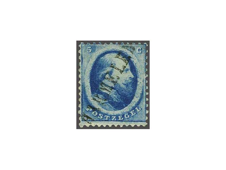 5 cent blauw met volledig langstempel Harmelen, pracht ex., Uiterst zeldzaam, door Van Unen niet gemeld!