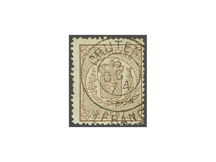 ½ cent bruin met mooie afdruk Druten franco takjestempel - zeldzaam stempel - , pracht ex., cat.w. 130++ 