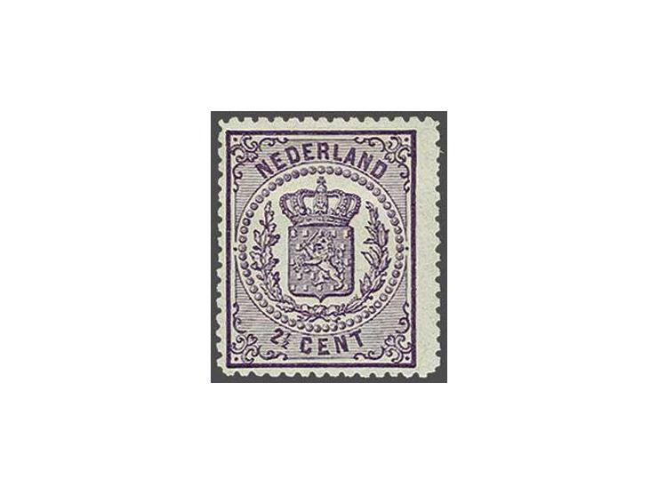 2½ cent violet tanding 14 kleine gaten, pracht ex. met certificaat Muis 2000, cat.w. 1000