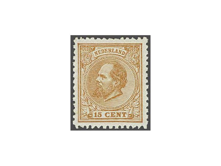 15 cent oranjebruin tanding 12½ x 12 kleine gaten, pracht ex. gesigneerd Köhler, cat.w. 770