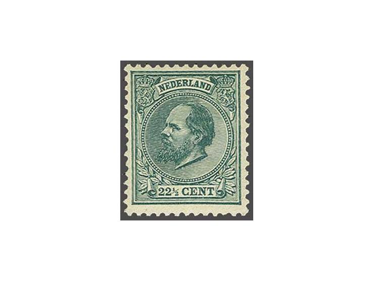 22½ cent blauwgroen tanding 12½ grote gaten, pracht ex., cat.w. 400