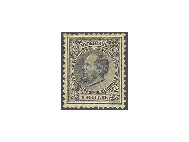 1 gulden grijsviolet tanding 12½ x 12 grote gaten, pracht ex. met certificaat Vleeming 2014, cat.w. 750