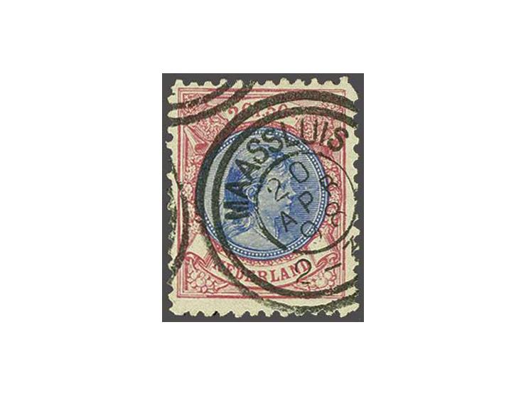 2½ gulden rood en blauw met mooie afdruk dubbelringstempel Maassluis 20 apr 98, pracht ex., cat.w. 175++ 