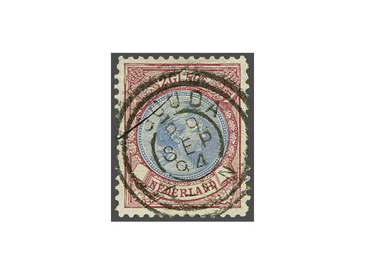 2½ gulden rood en blauw met mooie afdruk dubbelringstempel Gouda 29 sep 94, pracht ex., cat.w. 175++ 