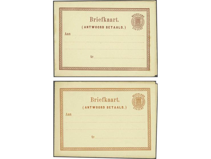 2 proeven dubbel briefkaarten in bruin en violetbruin, pracht ex.