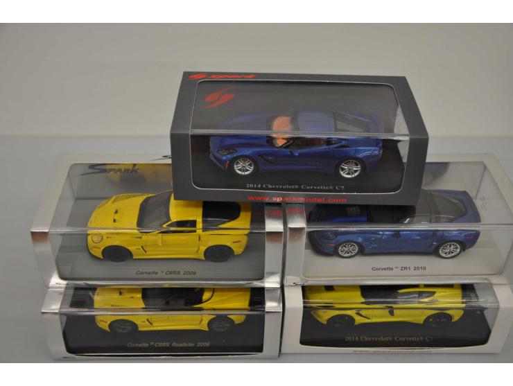 Chevrolet Corvette C6RS Roadster 2009, Spark Models, 1:43, yellow, Near Mint (has been out of box, outer carton damaged), Che