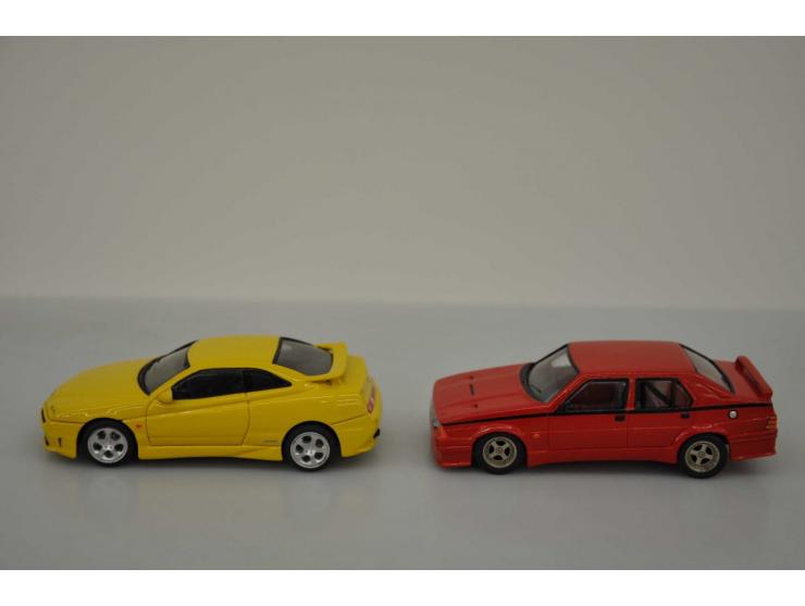 Alfa Romeo 75, Alezan, hand built, 1:43, red, Mint, Alfa Romeo GTV, Tron, hand built, 1:43, yellow, Excellent (left wiper mis