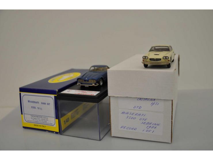 Maserati 5000 GT 1960, Tecnomodel, 1:43, blue, Excellent (left wiper missing, rear wheels slightly crooked), Maserati 3500 GT