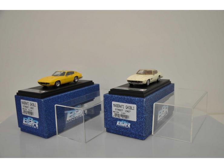 Maserati Ghibli Street 1967, BBR, 1:43, yellow, Near Mint (frame rear window bit loose), Maserati Ghibli Street 1967, BBR, 1: