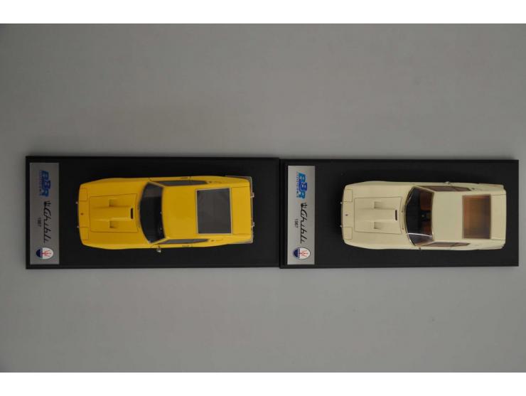 Maserati Ghibli Street 1967, BBR, 1:43, yellow, Near Mint (frame rear window bit loose), Maserati Ghibli Street 1967, BBR, 1:
