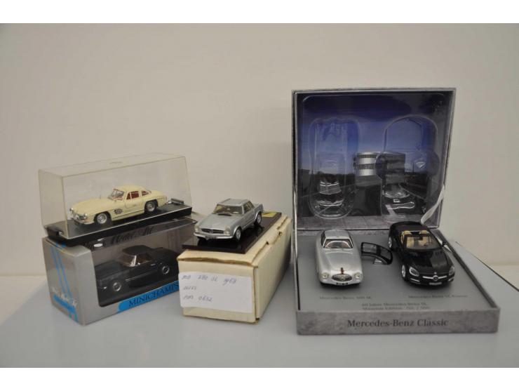 Mercedes-Benz 280 SL 1968, Duvi, hand built, 1:43, silver, Mint, Mercedes-Benz 280 SL Soft Top, Minichamps, 1:43, black, Exce