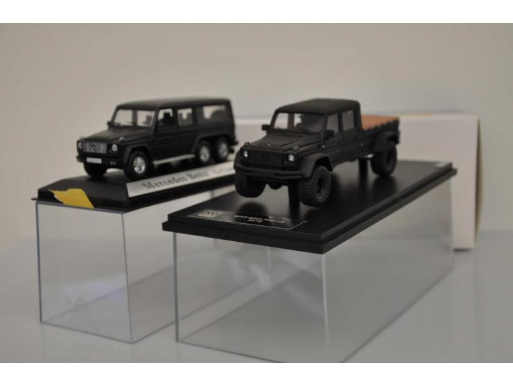 Mercedes-Benz G-Class 6x6, Zim-iz, hand built, 1:43, black, Near Mint (bit dusty), Mercedes-Benz GWF G500 Pick-Up 2015, GLM, 