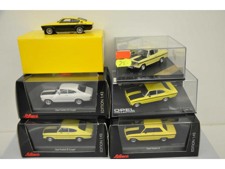 Opel Kadett B Sport 2-door, Schuco, 1:43, yellow, Mint, Opel Kadett B Coupé Rallye 1100 1966, Vitesse, 1:43, yellow, Near Min