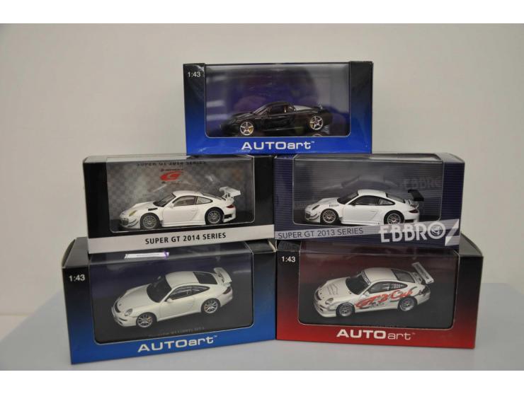 Porsche 911 (997) GT3, AutoArt, 1:43, white, Near Mint (box slightly damaged), Porsche 911 (997) GT3 Cup Car 2006, AutoArt, 1