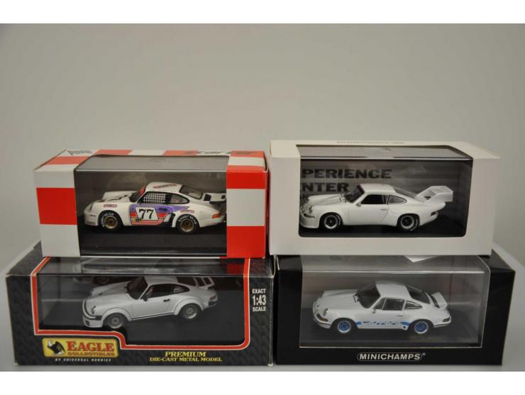 Porsche 911 Carrera RS 2.7, Minichamps, 1:43, white, Near Mint (general Minichamps box), Porsche 911 RSR Brumos 1973, Spark M