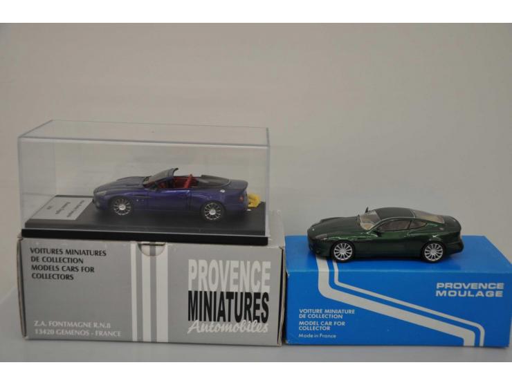 Aston Martin Vanquish Roadster Zagato 2004, Provence Miniatures, hand built, 1:43, blue, Poor (right mirror loose in box, lef