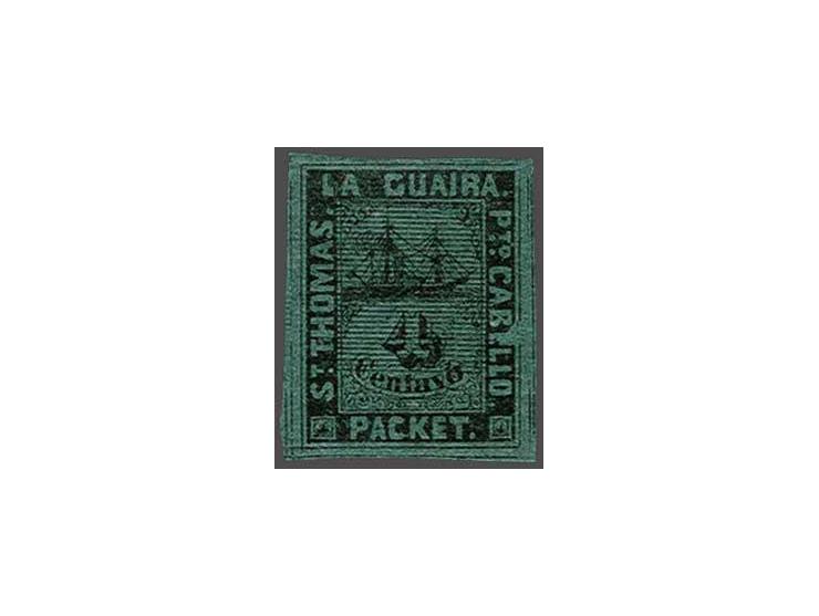 4 centavos op groen papier met plaatfout gebroken kaderlijn rechts, fraai ex. (knipje linksonder), cat.w. 1500