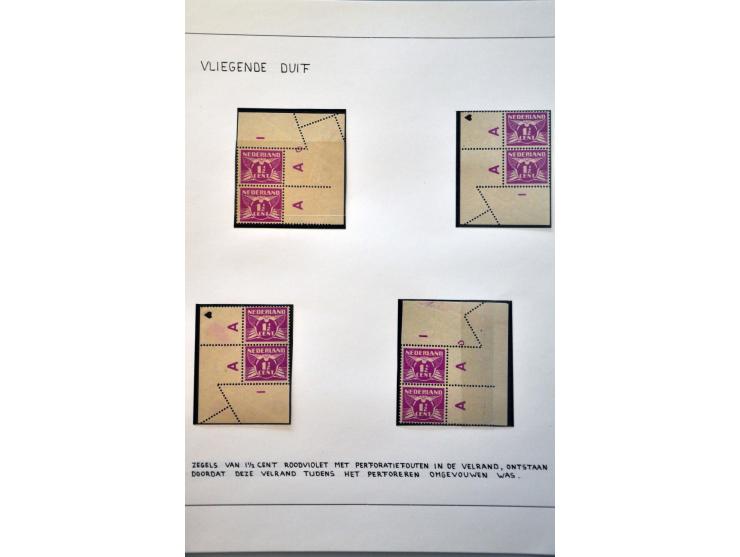 emissies Vliegende duif en Veth mooie gespecialiseerde collectie w.b. foutdrukken, variëteiten, velrandbijzonderheden, perfin