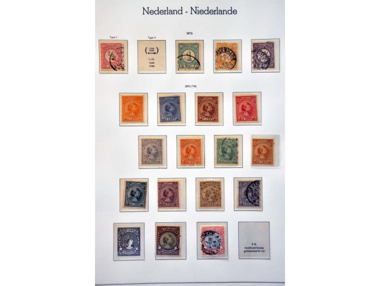 collectie 1852-2001 met betere ex. o.a. 13-18, 34-39, 79 gestempeld, 104, 130, 131 (*), Konijnenburg, En Face  etc. in 5 Leuc