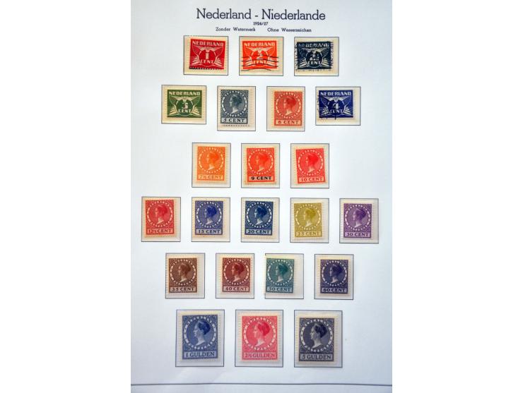 collectie 1852-2001 met betere ex. o.a. 13-18, 34-39, 79 gestempeld, 104, 130, 131 (*), Konijnenburg, En Face  etc. in 5 Leuc