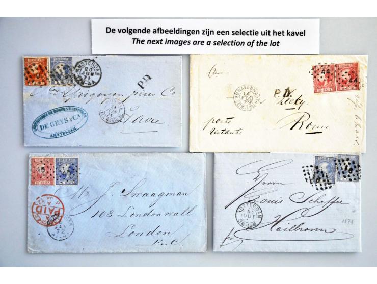 mooie collectie poststukken (ruim 700 ex.) verzameld op mengfrankering w.b. Wilhelmina Bontkraag, Jubileum 1913, Veth, expres