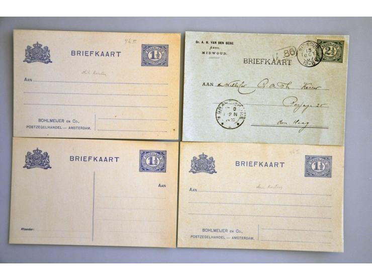 particulier bedrukte briefkaarten type cijfer Vürtheim (23 ex.) zowel gebruikt als ongebruikt met betere ex. o.a. 1½ cent met