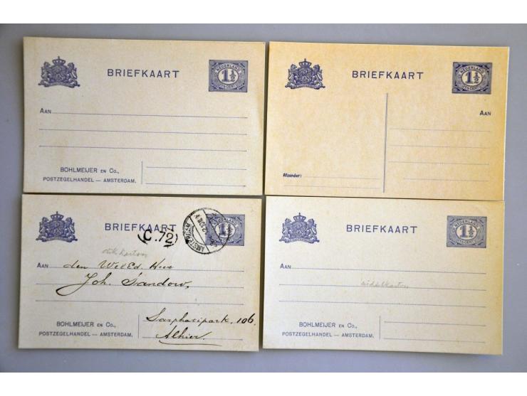 particulier bedrukte briefkaarten type cijfer Vürtheim (23 ex.) zowel gebruikt als ongebruikt met betere ex. o.a. 1½ cent met