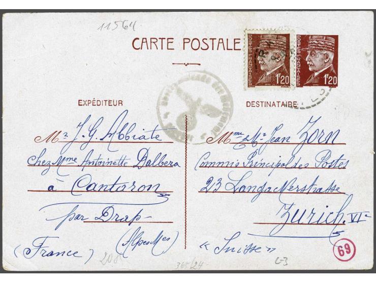 World War II, German censor 'l' Lyon, collection with 12 letters, well described on exhibition pages including Riemer L3b, 3 