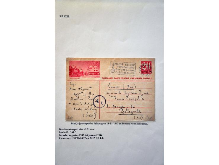 World War II, German censor 'l' Lyon, collection with 12 letters, well described on exhibition pages including Riemer L3b, 3 