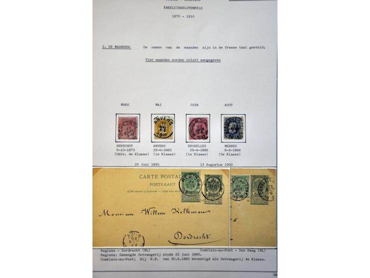 enkelcirkelstempels, mooie collectie met veel poststukken w.b. betere ex. (o.a. prentbriefkaart uit Perzië 1904) keurig opgez