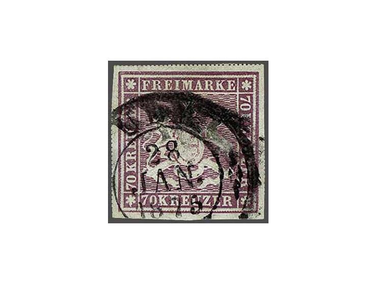 Coat of Arms 70 kreuzer lilac position 3, fine (small thin spot in margin) with 1999 Thomas Heinrich certificate, cat.v. 5000