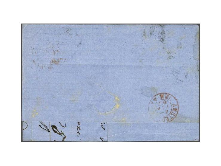 Victor Emanuel II 10 centesimi orange brown and 60 centesimi violet on cover from Naples 19-8-1867 via Lanslebourg to Amsterd