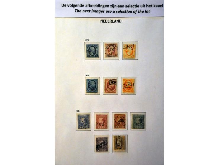 collectie vanaf 1852 gestempeld met betere ex. w.b. nrs. 48, 80 (met certificaat), 101 met vals stempel Santpoort-Station, 13