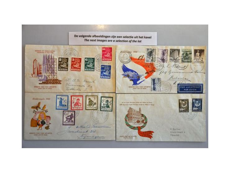 verzameling fdc's 1950-2006 vanaf E1 met normale dagtekenstempel (E1a vals), E2 t/m E13 beschreven etc. in 7 Davo albums