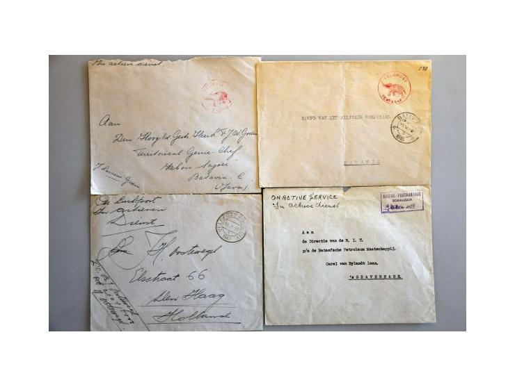 ca.125 portvrije militaire poststukken ca.1946-1951, veel naar Nederland met Veldpost stempels, Noodstempels, 4x Rode Olifant