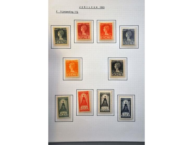 Jubileum 1923 collectie gespecialiseerd op tanding, gestempeld en */** waarbij 130 (9 ex.) en 131 (12 ex.) op albumbladen 