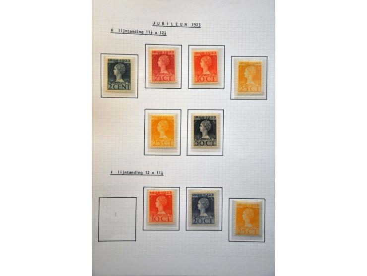 Jubileum 1923 collectie gespecialiseerd op tanding, gestempeld en */** waarbij 130 (9 ex.) en 131 (12 ex.) op albumbladen 