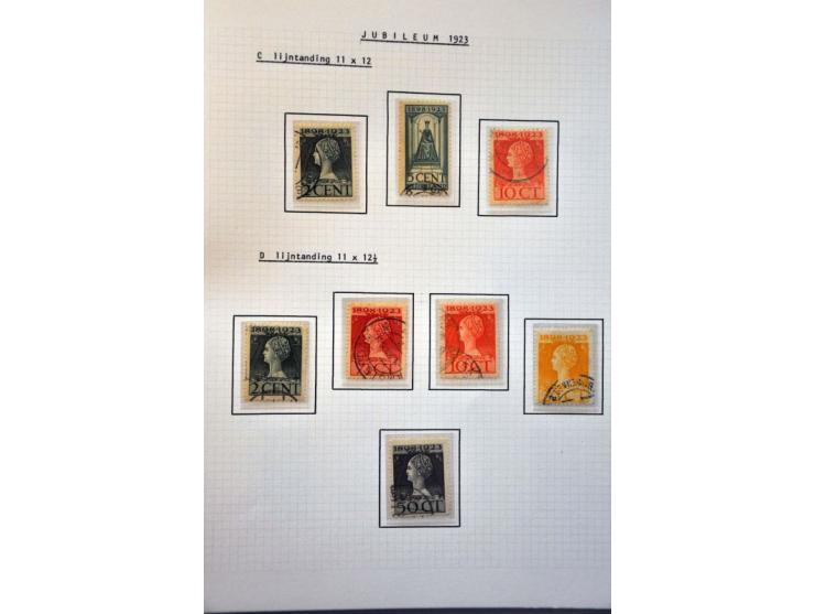 Jubileum 1923 collectie gespecialiseerd op tanding, gestempeld en */** waarbij 130 (9 ex.) en 131 (12 ex.) op albumbladen 