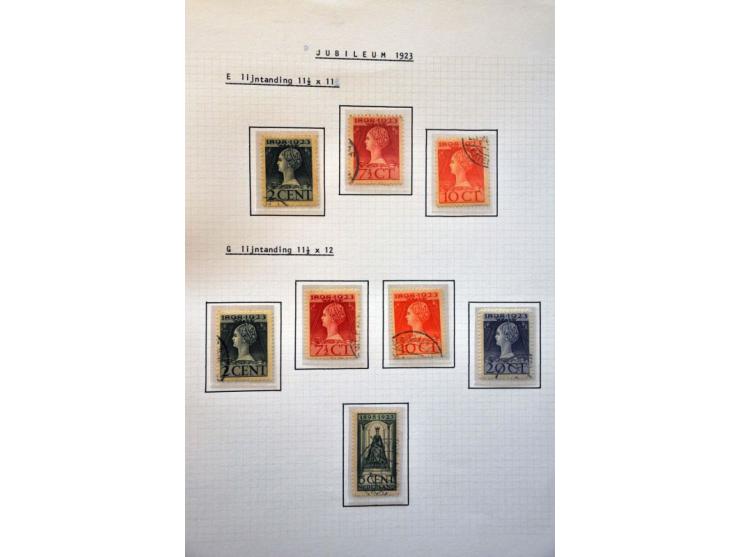 Jubileum 1923 collectie gespecialiseerd op tanding, gestempeld en */** waarbij 130 (9 ex.) en 131 (12 ex.) op albumbladen 